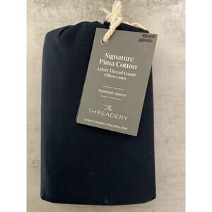 2 Threadery Queen Pillowcase Signature Pima Cotton 1000TC Navy Blazer Luxury